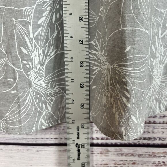 TravisMathew SCOOSH Button Up Shirt Mens L Floral Cotton Tropical Gray Botanical - Picture 6 of 7